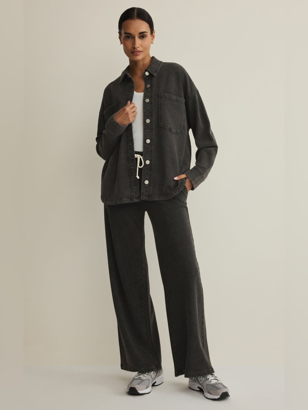 Z Supply Washed Black Wide Leg Lounge Pants